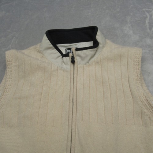 Adidas Wool Sweater Vest Mens 2XL Cream Full Zip Ribbed Sleeveless Knit READ - Picture 4 of 13