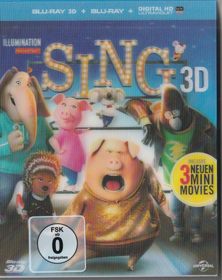 Illumination SING (2 Disc Edition) 3D & 2D mit rarem 3D Cover!