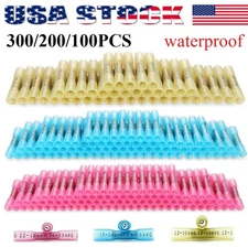 300/100PCS Heat Shrink Crimp Terminals Butt Splice Wire Connectors Waterproof 