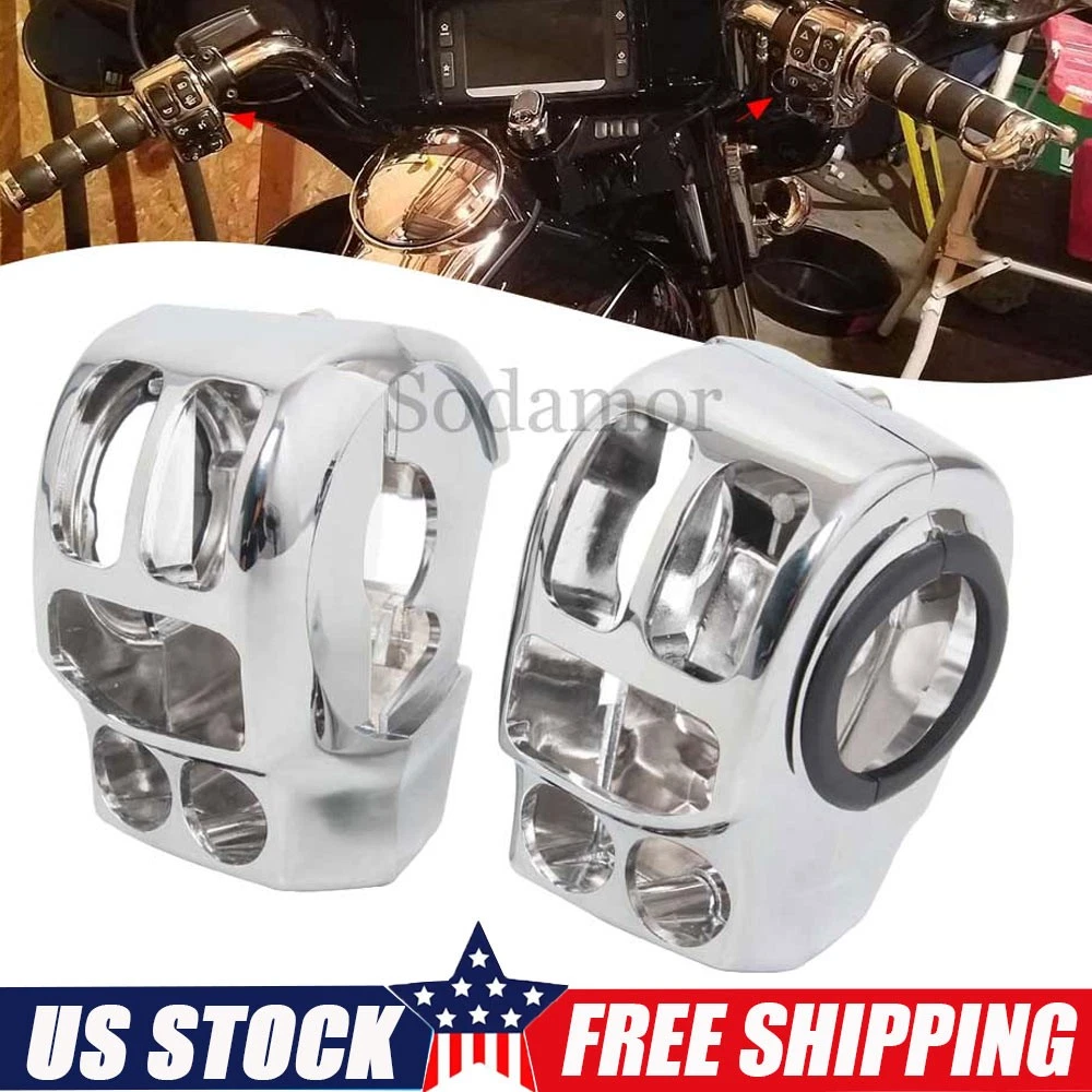 Kit De Cubiertas Cromadas Para Interruptores De Manillar De Harley (Housing + 6 Tapas)