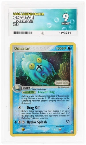 ACE 9 - Omastar - 23/92 - Legend Maker - Pokemon Reverse Holo Foil English POP 1
