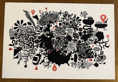   Anders NILSEN Signed Print:  GPS Brain Map     New York Times Commission ( 16)