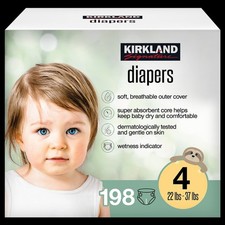 Kirkland Signature Diaper Size 4, 198 ct FREE SHIPPING 
