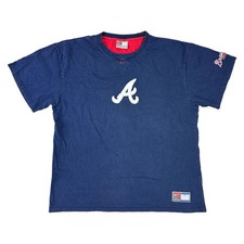 Nike Team Atlanta Braves T-Shirt Spell Out Big Logo Kurzarm Blau Herren XL