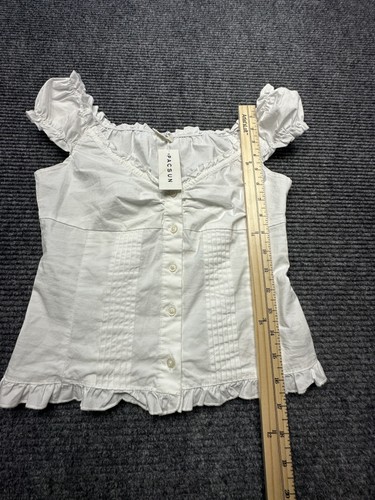 Pacsun J Galt Shirt Womens OS White Ruffle Button Babydoll Peasant Blouse Top - Picture 3 of 16