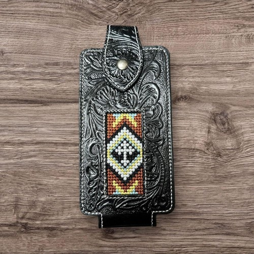 AZTEC COSS LEATHER PHONE HOLSTER POUCH TAPESTRY BELT LOOP UNIVERSAL #EH13018 - Picture 22 of 51