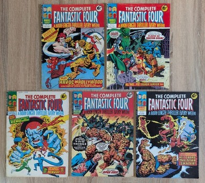 Vintage Marvel UK Complete Fantastic Four Comic Lot x5 (1978) The Thing, Dr Doom