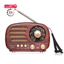 Oncheer Portable Vintage Radio Retro Bluetooth Speaker, FM/AM/SW Deep Brown