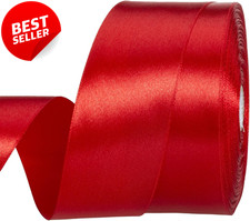 Red Satin Ribbon 1.5" x 50 Yards Solid Craft Fabric for Gift Wrapping Decor - US