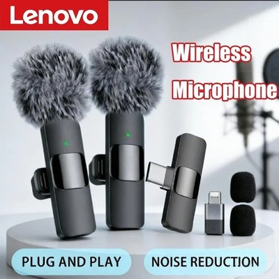 Lenovo Wireless Lavalier Microphone Mini Clip Mic iPhone Android Recording