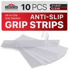 X-Protector Rubber Grip Tape Strips - 10 PCS Pack of Non-Abrasive Clear 