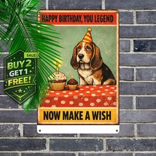 Basset Hound Dog Birthday 8x12 Funny Metal Tin Sign Pet Lover Wall Decor