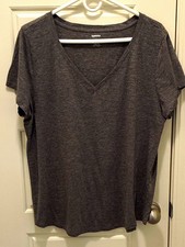 Sonoma The Everyday Women  s V-Neck Short Sleeve Knit T-Shirt Gray XL