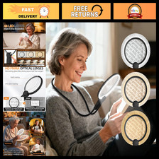 Hands-Free 5X Magnifying Glass with Light - Neck Magnifier for Reading, Crafts,