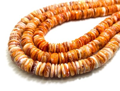 AAA Natural Orange Spiny Oyster Rondelle Heishi Disc 12mm Beads SO6