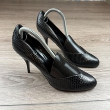 Valentino Womens Pumps Snakeskin Embossed Leather Black 41
