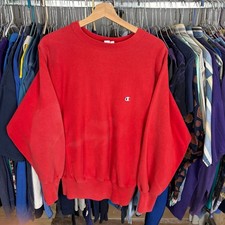 Vintage 90s Champion Reverse Weave Red Crewneck Sweatshirt Medium Made in USA