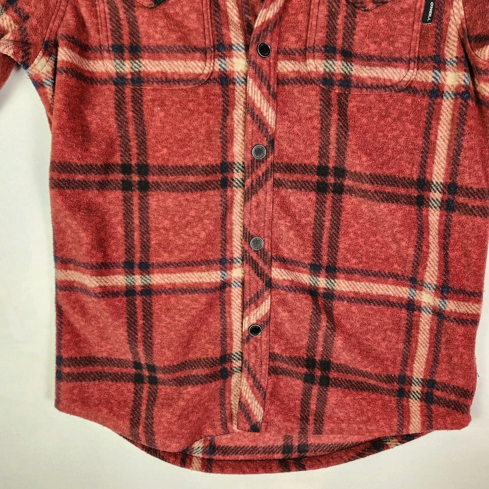 O'Neill 格子法兰绒羊毛衬衫按扣超羊毛男孩中号 — 第 3/4 张图片