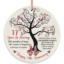 17 Years Love Story Ornament Happy 17th Anniversary Gnome Couple Christmas Gift