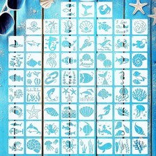 60PCS Ocean Stencils 3 In Reusable DIY Painting Templates Wall Wood Craft Decor