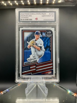 2026 Panini Stars & Stripes Prizm USA Baseball Jason DeCaro GEM MINT PTA 10 