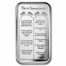 5 oz Silver Bar - Ten Commandments 80.92 per troy oz