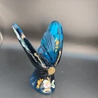 Fenton Turquoise Butterfly - Art Glass, Hand Painted & Signed by Artist