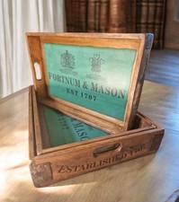 56cm Fortnum And Mason Wooden Tray Handles Vintage Style Waxed Tray F&M 