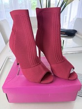 Peep Toe Stiletto Bootie Heels Textile Slip On
