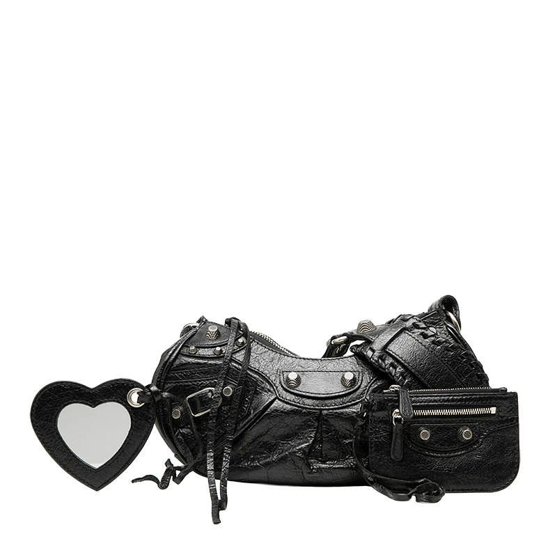 BALENCIAGA Le Cagole XS Shoulder Bag Leather Black 671309 Pouch Included
