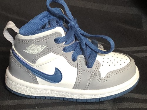 Zapatos para niños pequeños Nike Air Jordan 1 Mid 'Cement/True Blue' DQ8425 014 - Talla 5C - Imagen 3 de 9