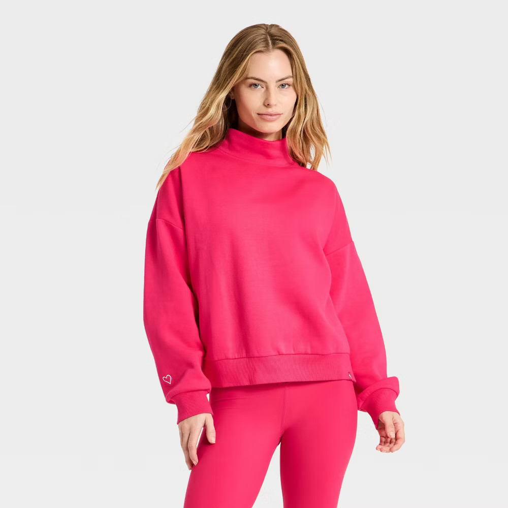 Women's Valentine's Day Mock Neck Sweatshirt - JoyLab