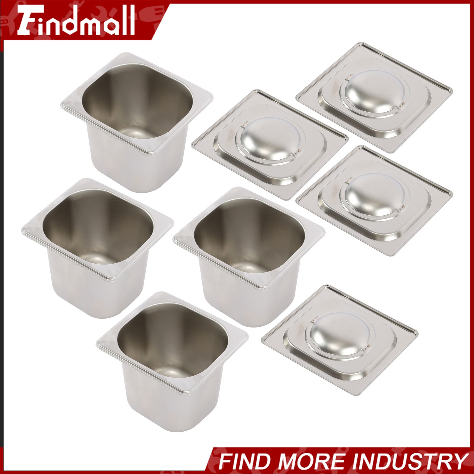 Findmall 4 Pack 6" Deep Steam Table Pan Hotel Pans Food Prep Stainless Steel