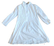 Madewell Pintucked Eyelet Mini Dress Womens S White Cotton Long Sleeve New READ