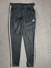 Adidas Pantaloni Giovanili Medium (12/14) Grigio 3 Strisce Climacool Calcio Joggers Palestra