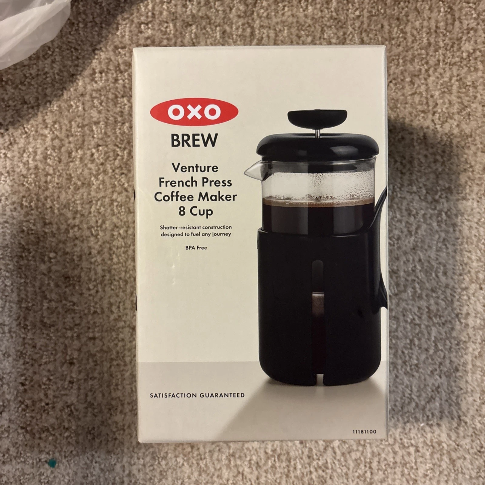 OXO BREW Venture Shatter-Resistant-Travel French Press – 8 Cup, Black