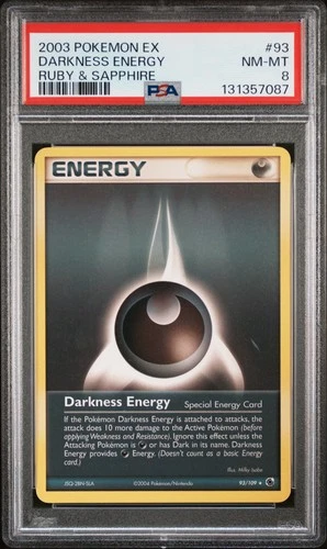 2003 POKEMON EX RUBY & SAPPHIRE #93 DARKNESS ENERGY PSA 8