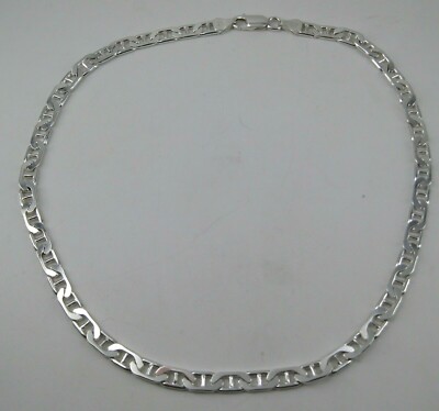 Sterling Mariner Gliederkette 1/4'' breit Halskette glatte Textur 16'' Karabiner 