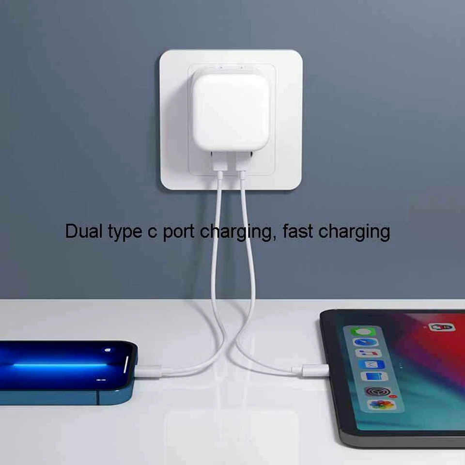 Lote Adaptador Cubo Cargador Rápido 35W USB-C Doble Puerto PD Para iPhone 16/15/14/13/Pro Foto 3 de 4
