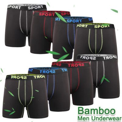 4/8 Pack Men Bamboo Underwear Breathable Boxer Briefs Soft Sports Boxers Shorts
