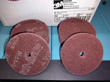 (10) 4” x 1/2” Arbor Scotch-Brite High Strength Disc Scratch Scuff Pad Very Fine