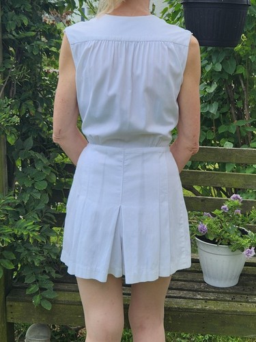 Vintage 1930s Playsuit White Cotton Jumpsuit Romper Beach 30s F.B. Horgan - Picture 2 of 20