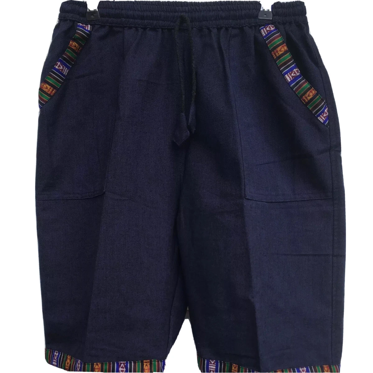 Unisex Light Cotton Blue Shorts Nepalese Funky Boho Bhutanese Half Pant SC 82