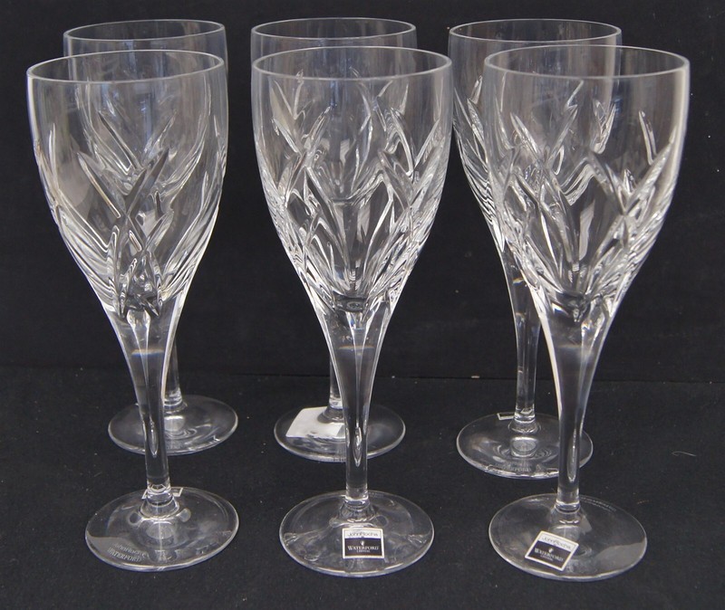 SET OF 6 WATERFORD Crystal JOHN ROCHA 9" Wine Glasses IRELAND