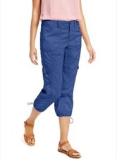 Style Co Petite Mid Rise Bungee-Hem Capri Pants New Uniform Blue SZ 8P