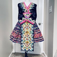 Hmong Handmade Cog Hlaws Beaded Embroidery Outfit Size 36/37/38