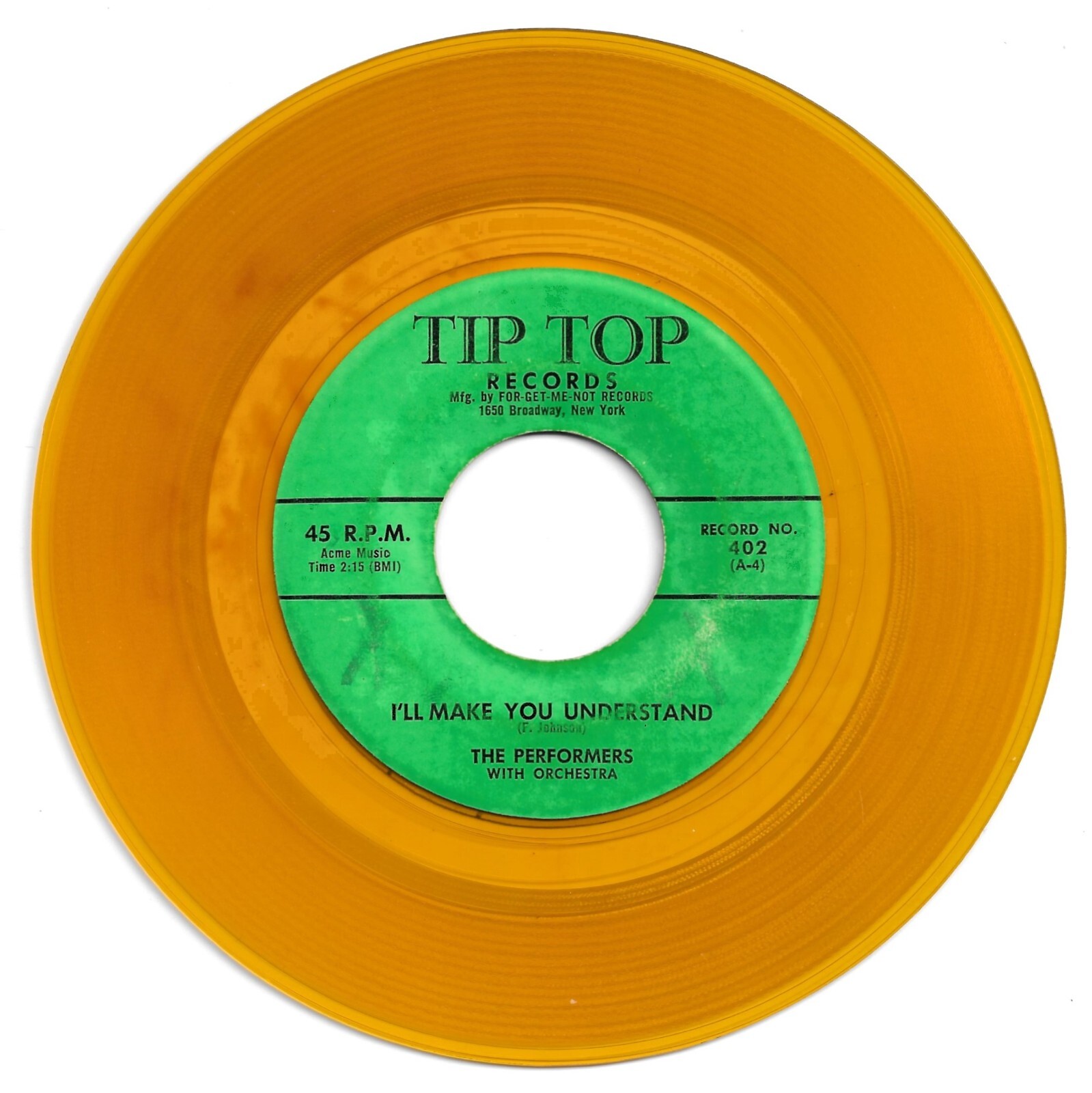 DOO WOP 45 PERFORMERS I'LL MAKE YOU UNDERSTAND ON TIP TOP  VG+ YELLOW WAX 2ND