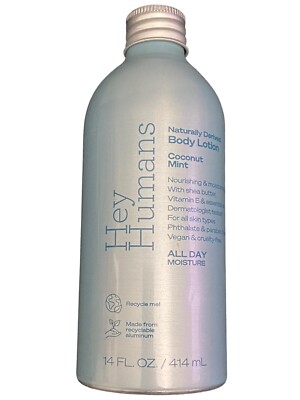 (2) Hey Humans Natural Body Lotion All Day Moisture Coconut Mint  14 Fl Oz Each