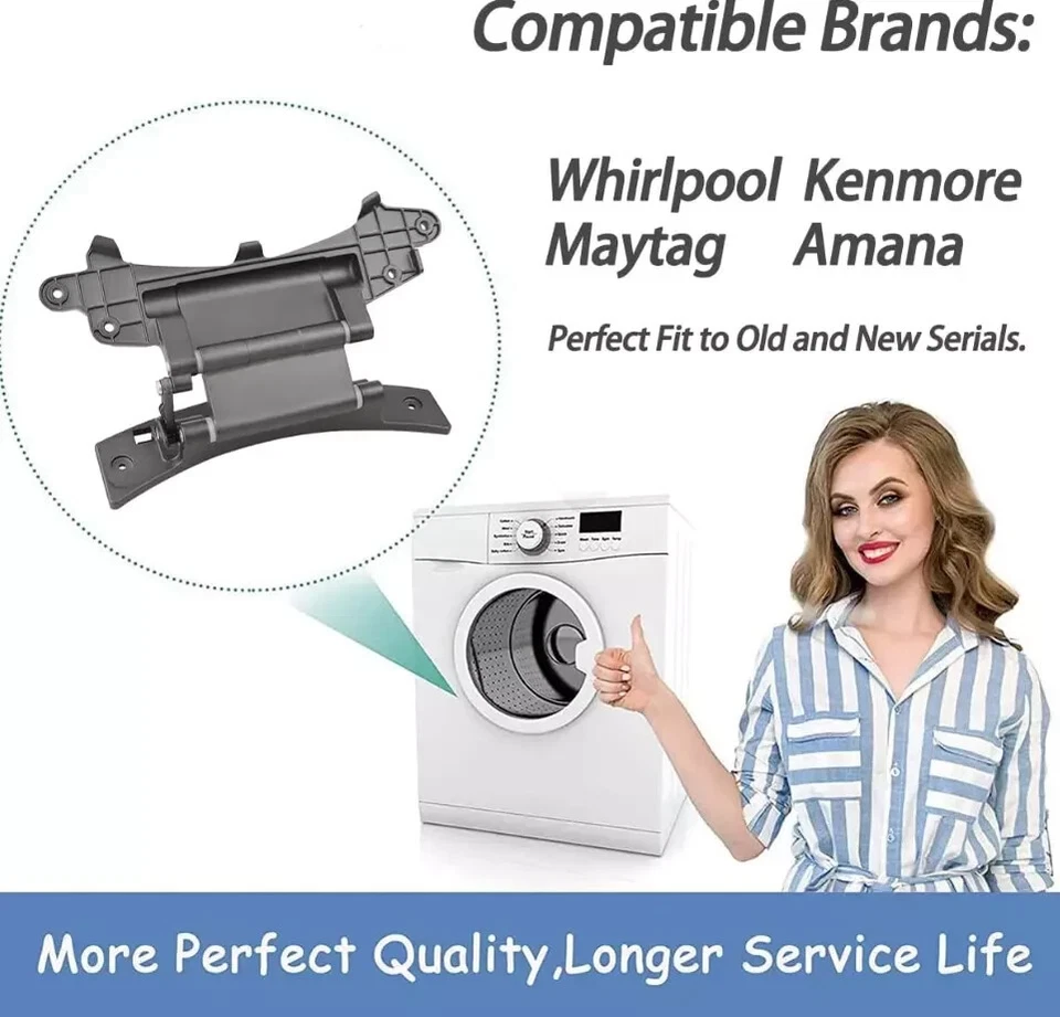 Bisagra de puerta de lavadora para Kenmore 110.47789700 110.49962603 Maytag MHWE300VW00 Foto 3 de 4