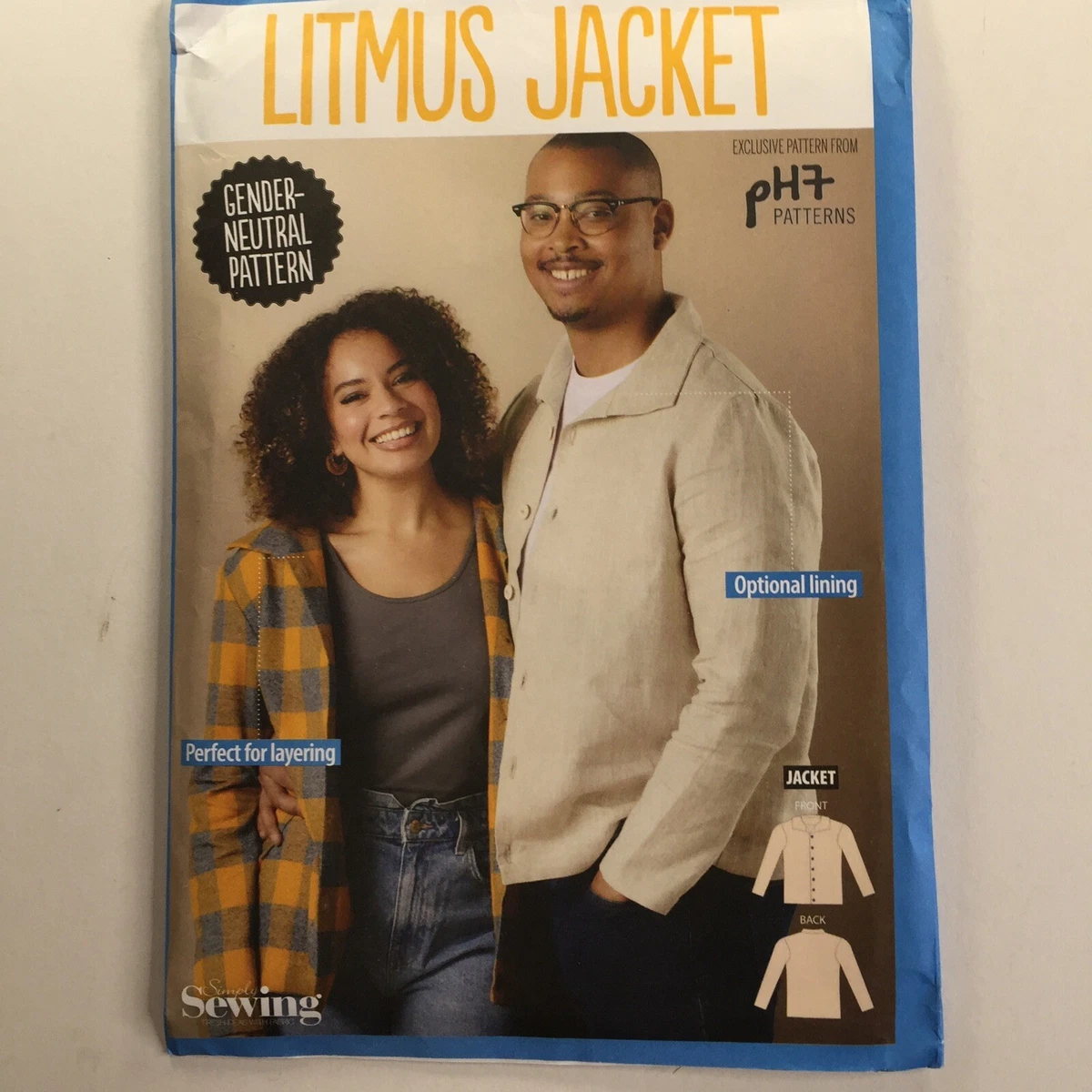 Simply Sewing PH7 Litmus Jacket Unisex Shirt Coat Collar Lined New Uncut  Pattern